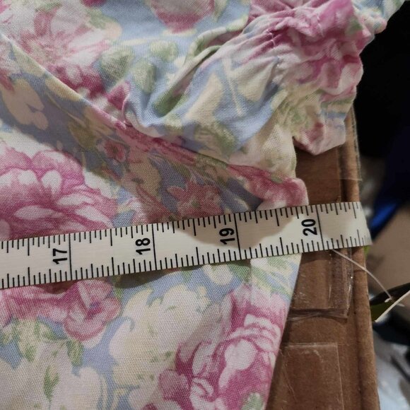 Almost Famous Women's Junior Blouse, Large, Puff Sleeve Pastel Rose Pink Blue - Picture 13 of 16